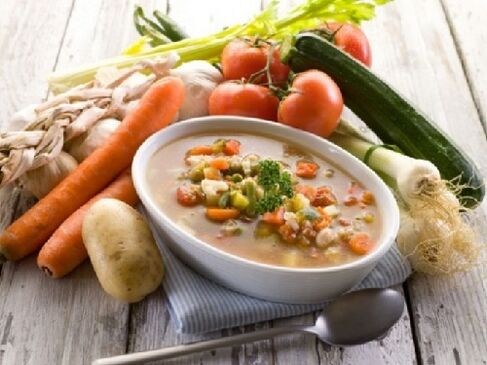 vegetales y sopa de cera